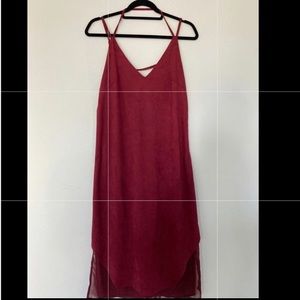 Red, Suede Slip Dress - Size Small - Worn Once